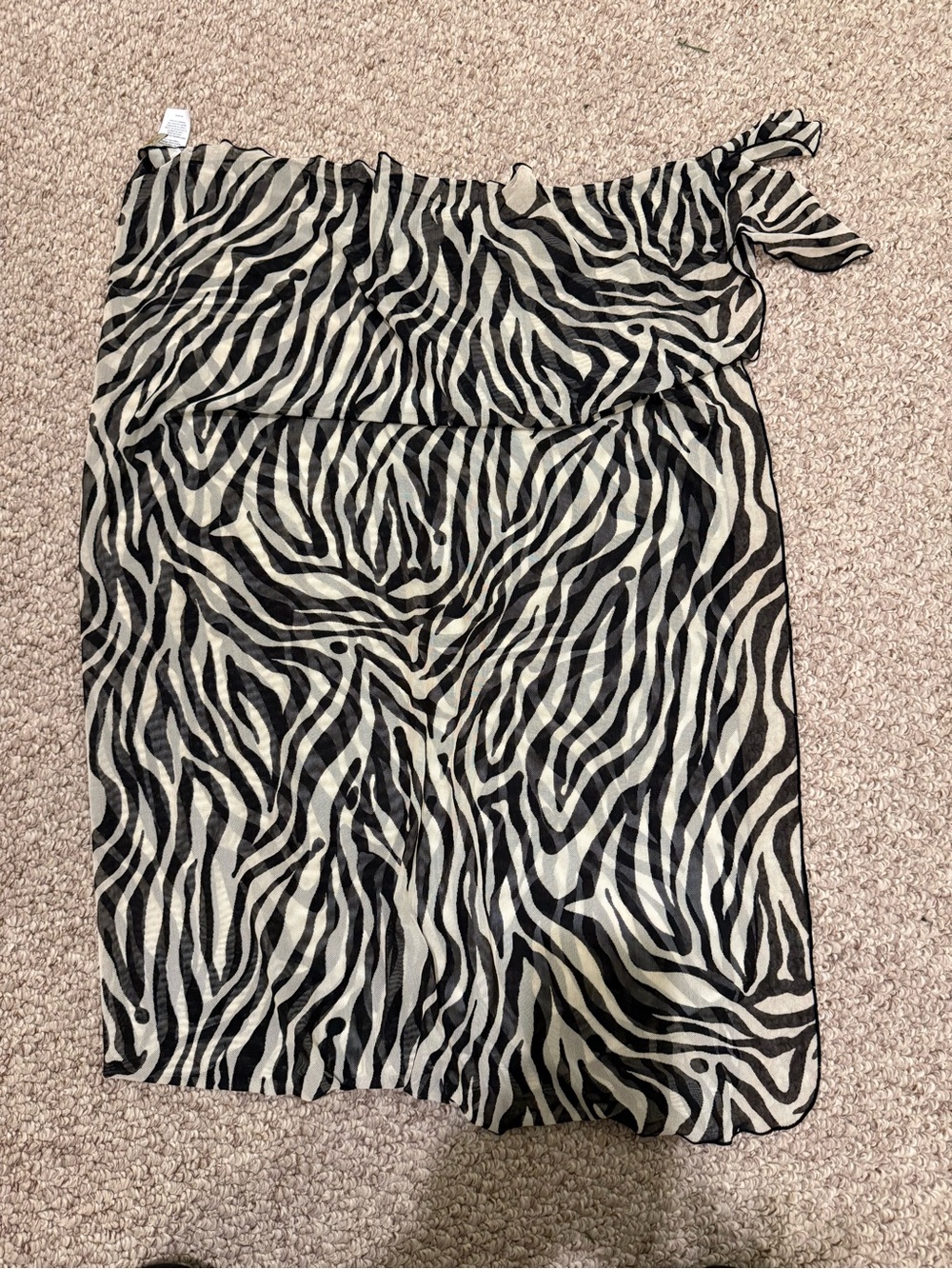 Zebra Print Sheer Cover-Up Wrap Skirt